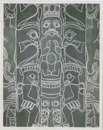 Drawing of totem poles, circa 1947.