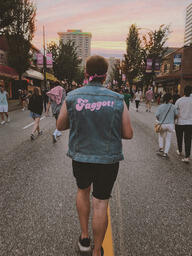 FIG 34: Wearing “Atlas on the Back of a Faggot!” Along Davie Street, Vancouver. Digital Photograph. 2019.