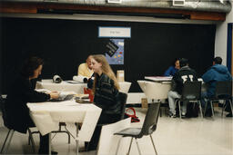 People at national portfolio day, circa 1990s.