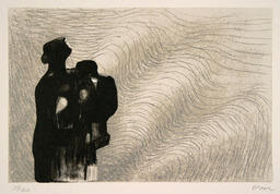 Mother and child with wave background III: 