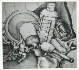 Still life drawing by [Bruce Boyrl?], circa 1947.