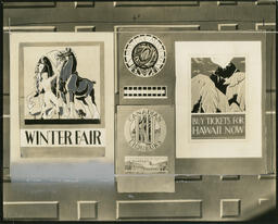 Four posters on wall, date unknown.