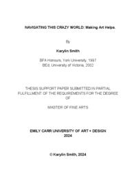 NAVIGATING THIS CRAZY WORLD: Making Art Helps.