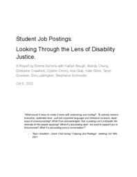 Student Job Postings: Looking Through the Lens of Disability Justice