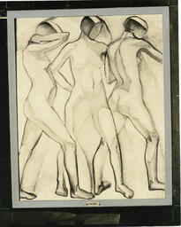 Drawing of 3 standing nudes, date unknown.
