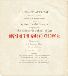 Interior of brochure for Beaux Arts Ball, night of the golden crocodile, 1959.