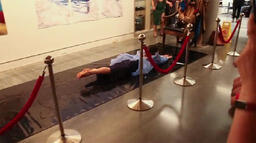 detail of The Gynecological Slip N' Slide (sliding down during the performance itself)