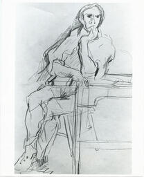 Sketch of seated figure, date unknown.