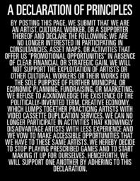 A Declaration of Principles (for artists, cultural workers, & supporters thereof)