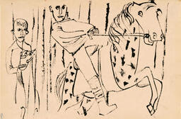 Two boys riding carousel horses: 