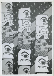 Drawing of totem poles, circa 1947.