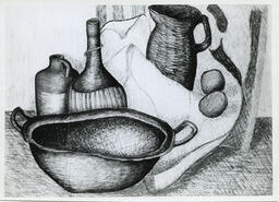 Still life drawing, circa 1947.