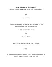 Like Something Different: A Farfetched Inquiry Into Art and Agency