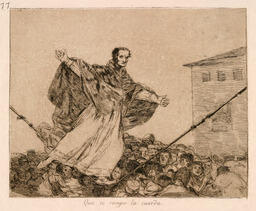 From the series Los desastres de la guerra; No. 77 "Que se rompe la cuerda" - 'Look the rope is breaking': 