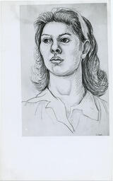 Drawing of woman with headband, reproduction of ECUPF-08-049.TIF.