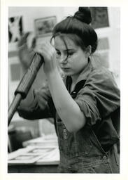 Woman in studio, circa 1992-1994.