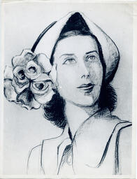 Figure drawing, woman with hat, date unknown.