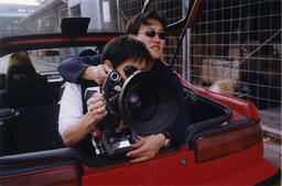 Video is shot from back of car, circa 1990s.