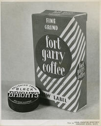 Coffee and polishing cream packaging mockups, VSB design C series, 1952.