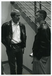 Men in leather jackets, circa 1990s.
