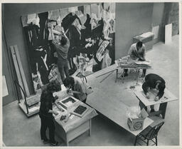 Students work in studio, VSB design M series, 1963.