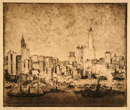 "No. 338, New York, Wolkenkratzer von Brooklyn aus I (groß)" - 'No. 338, New York, Skyscrapers from Brooklyn I (large)': 
