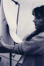 Woman in studio, circa 1992-1994.