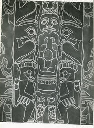 Drawing of totem poles, circa 1947.